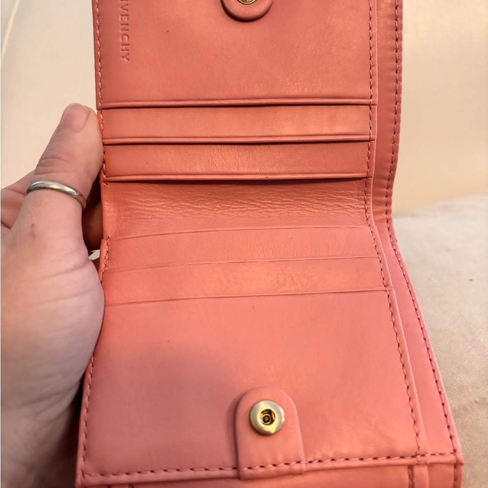 GIVENCHY 4G RARE Pink Lambskin Leather Trifold Compact Wallet NEW - Picture 6 of 11